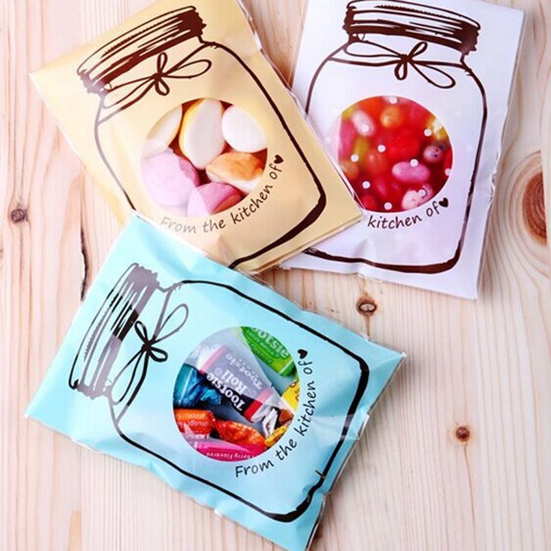 100pcs Thank You Cellophane Sweet Bags Self Adhesive Cookie Candy Gift Bag 